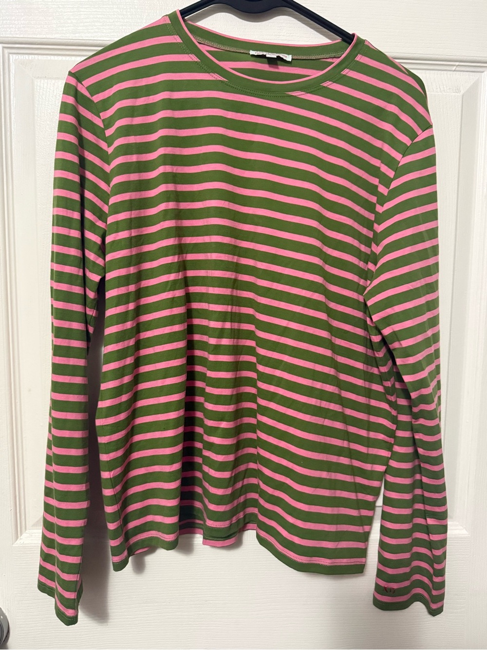 Frances Valentine Womens L Striped Long Sleeve Pima Cotton Top Shirt Nautical - Picture 3 of 6